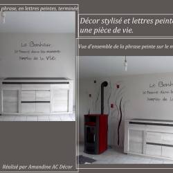 Lettres peintes sur un mur pice de vie